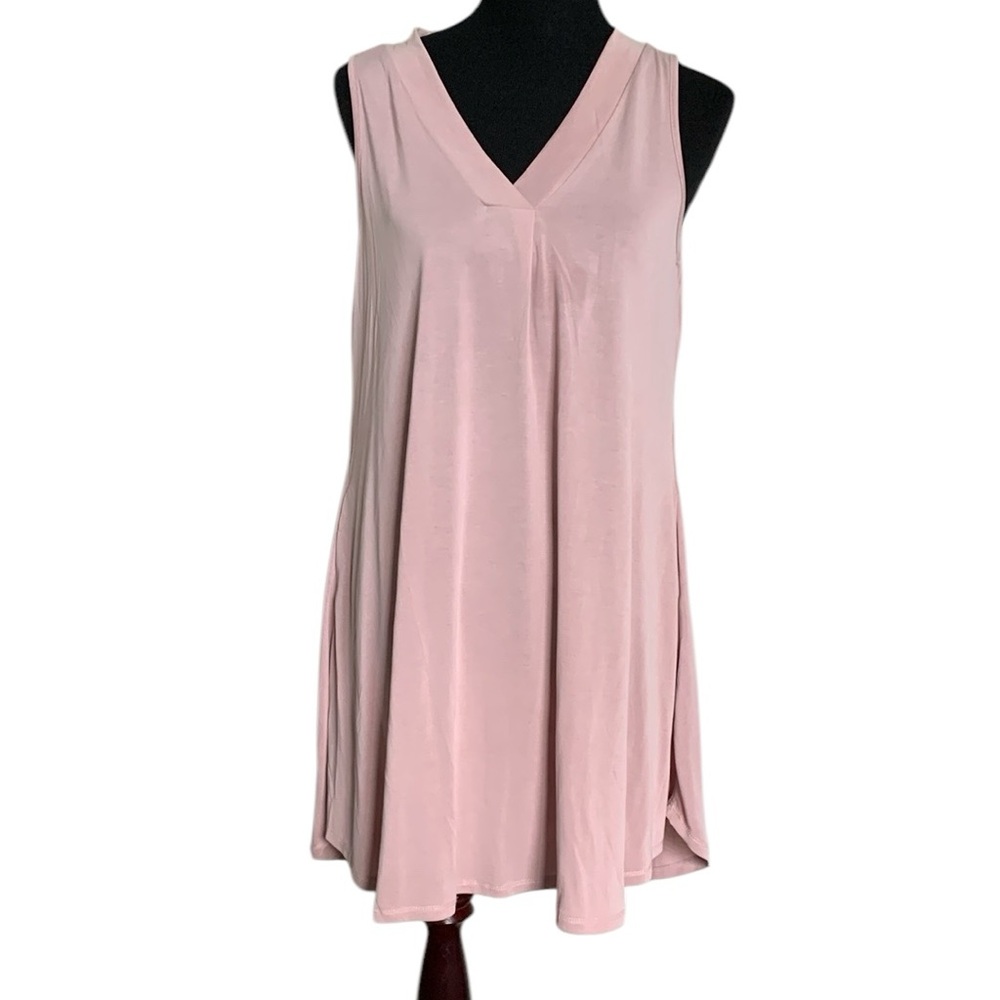 NWT April Sky Dusty Pink Sleeveless Loose Fit T-Shirt Dress Women’s Small